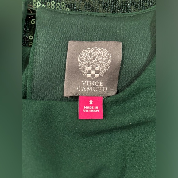 Vince Camuto Dark Hunter Green Sequin Embellished Hem Sleeveless Sheath Dress 8 - Picture 8 of 8